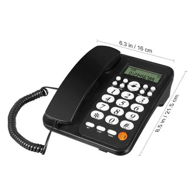 Alt view image 6 of 7 - Corded Office Phone with Caller Id and Wall-Mount for Home and Hotel Use, Desktop Landline Telephone with Mute and Redial Functions