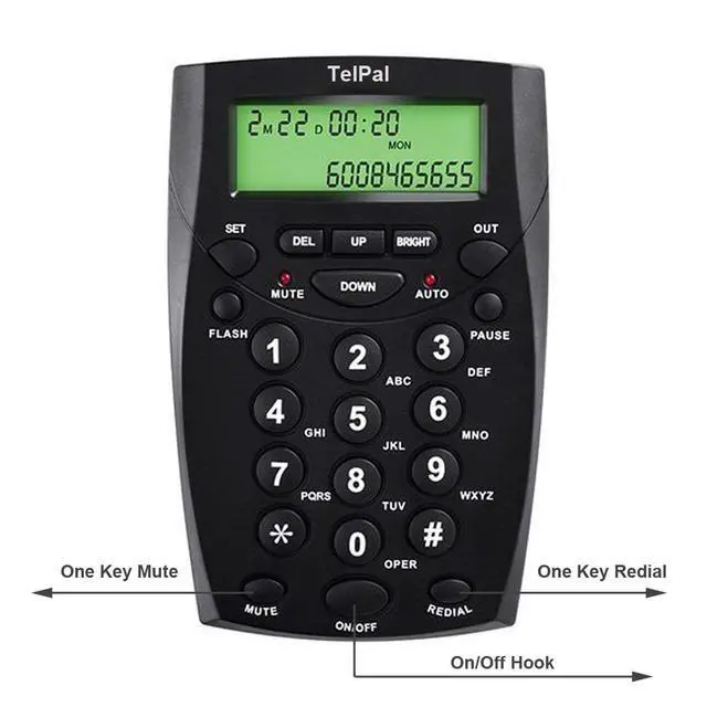 Alt view image 3 of 7 - Call Center Headset Telephone with Dialpad & Noise Cancelling Monoral Over Ear Headphone & Mic, Wired Analog Landline Home & Office Telephone with Caller ID