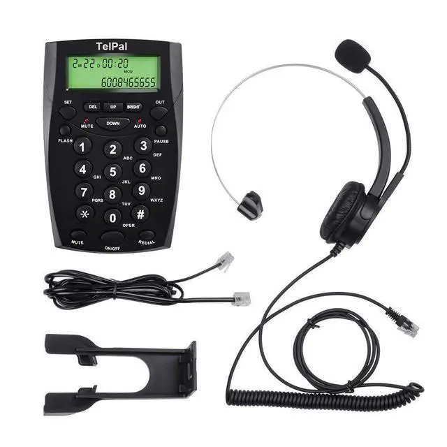 Alt view image 6 of 7 - Call Center Headset Telephone with Dialpad & Noise Cancelling Monoral Over Ear Headphone & Mic, Wired Analog Landline Home & Office Telephone with Caller ID