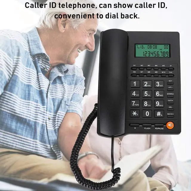 Alt view image 3 of 7 - Desktop Landline Telephone, Corded Phone with Caller ID Display for Home Office Hotel Restaurant Easy to Install