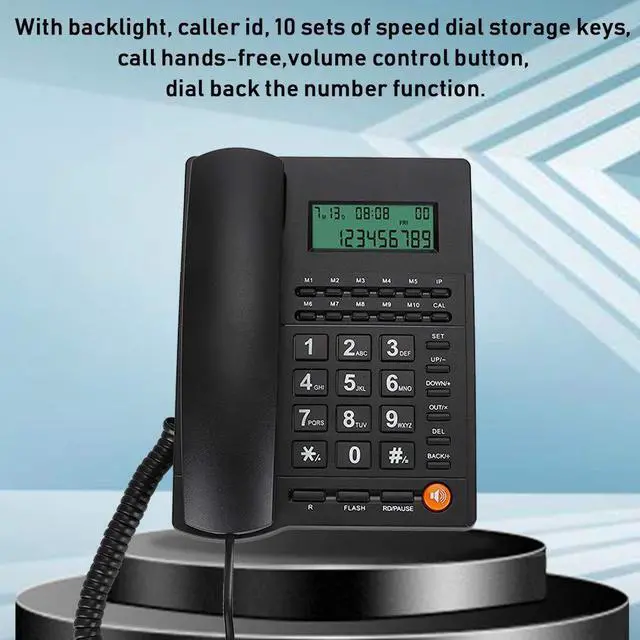 Alt view image 4 of 7 - Desktop Landline Telephone, Corded Phone with Caller ID Display for Home Office Hotel Restaurant Easy to Install