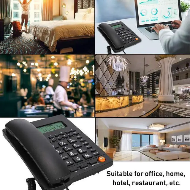 Alt view image 5 of 7 - Desktop Landline Telephone, Corded Phone with Caller ID Display for Home Office Hotel Restaurant Easy to Install