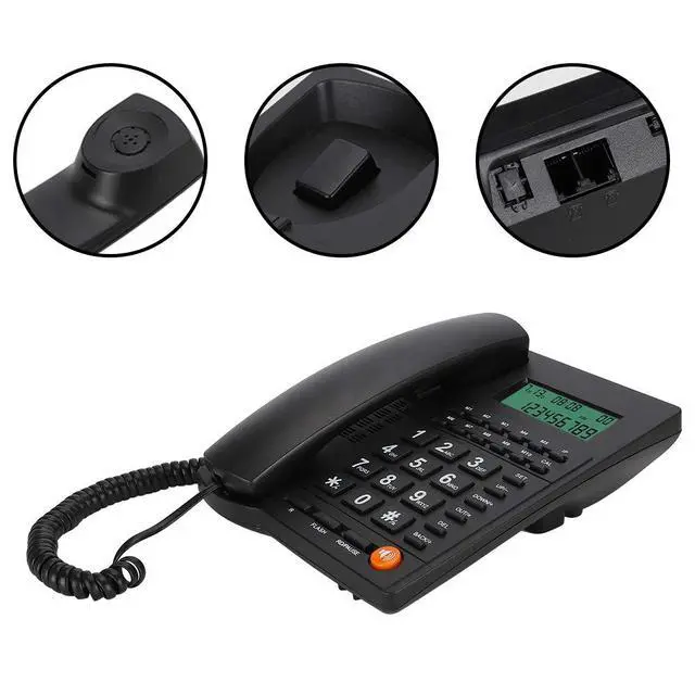Alt view image 6 of 7 - Desktop Landline Telephone, Corded Phone with Caller ID Display for Home Office Hotel Restaurant Easy to Install