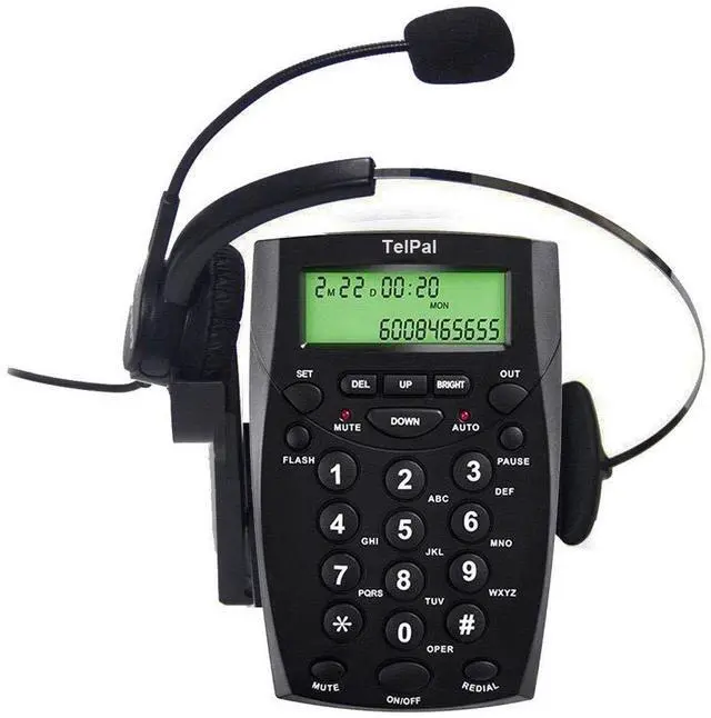 Main image of Call Center Headset Telephone with Dialpad & Noise Cancelling Monoral Over Ear Headphone & Mic, Wired Analog Landline Home & Office Telephone with Caller ID