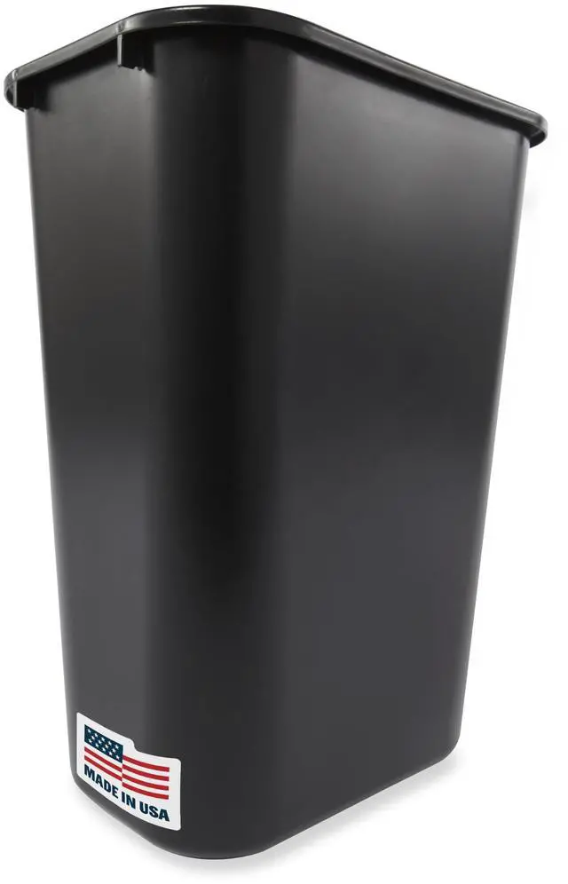 Main image of Wastebasket Trash Container, 41QT/10.25 GAL, Plastic, Black, Stackable Trash Can for Bedroom/Bathroom/Office, Fits Under Desk/Sink/Cabinet