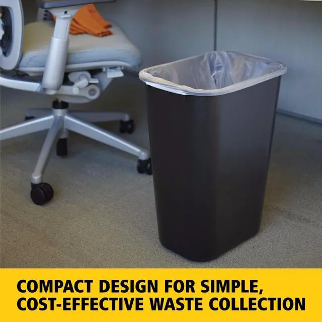 Alt view image 2 of 7 - Wastebasket Trash Container, 41QT/10.25 GAL, Plastic, Black, Stackable Trash Can for Bedroom/Bathroom/Office, Fits Under Desk/Sink/Cabinet
