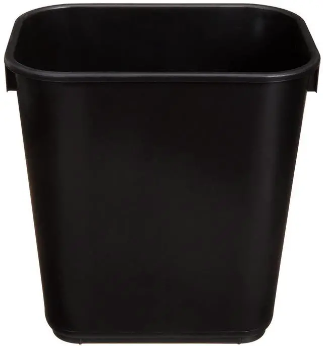 Main image of Small Rectangular Commercial Office Wastebasket, Easy to Clean,11.4"L x 8"W x 12"H , 3 Gallon, Black, 2-Pack
