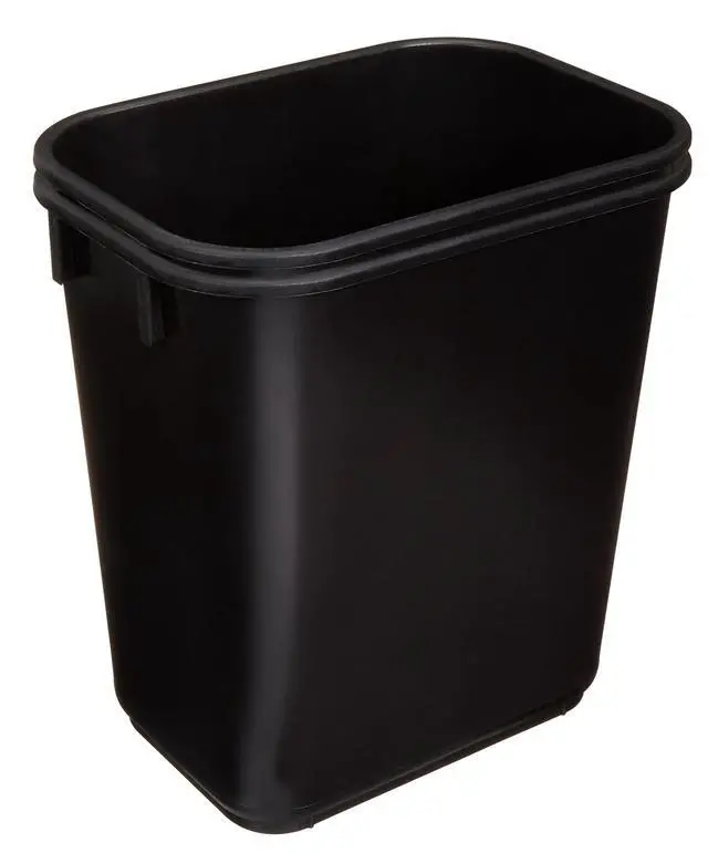Alt view image 2 of 5 - Small Rectangular Commercial Office Wastebasket, Easy to Clean,11.4"L x 8"W x 12"H , 3 Gallon, Black, 2-Pack