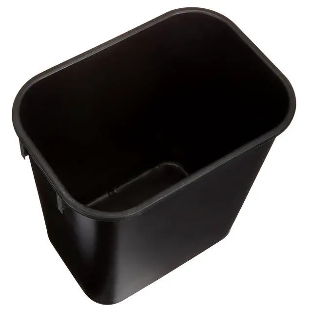 Alt view image 4 of 5 - Small Rectangular Commercial Office Wastebasket, Easy to Clean,11.4"L x 8"W x 12"H , 3 Gallon, Black, 2-Pack