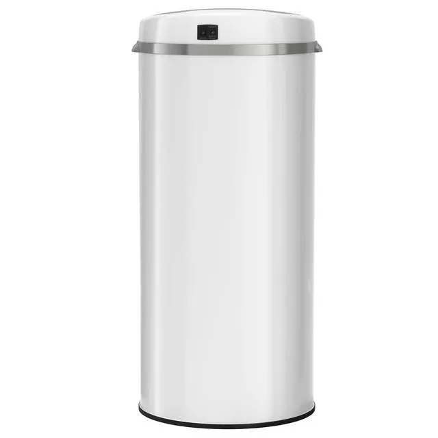Alt view image 7 of 7 - 50 Liter / 13 Gallon Sensor Kitchen Trash Can with Odor Filter Slim Round White Stainless Steel Automatic Garbage Recycling Bin for Home, Office, Business, Garage