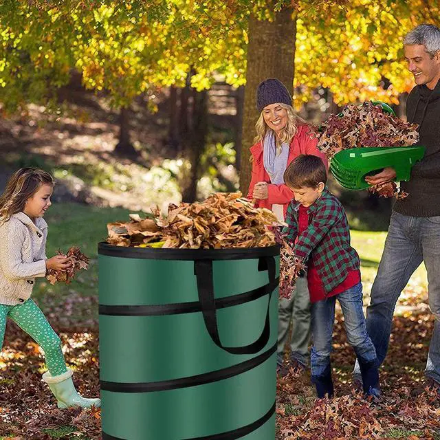 Alt view image 7 of 7 - Camping Trash Can, Pop Up Collapsible Garbage Can, 10 Gallons, Foldable Recycle Bin Made of 600D Oxford Cloth for Gardening, Camping and Home Storage (Green)