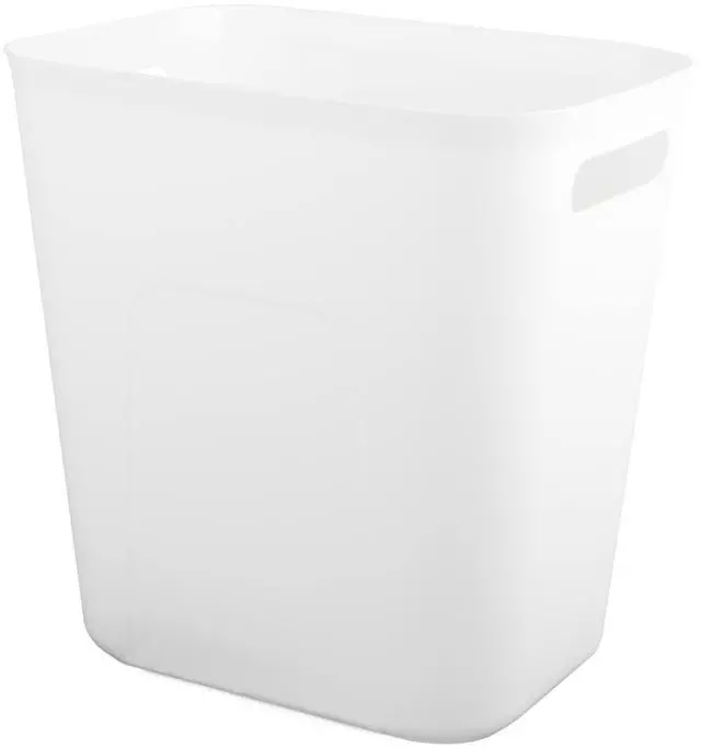 Main image of UUJOLY Plastic Small Trash Can Wastebasket, Garbage Container Basket for Bathrooms, Laundry Room, Kitchens, Offices, Kids Rooms, Dorms, 3.5 Gallon, White