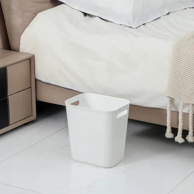 Alt view image 2 of 6 - UUJOLY Plastic Small Trash Can Wastebasket, Garbage Container Basket for Bathrooms, Laundry Room, Kitchens, Offices, Kids Rooms, Dorms, 3.5 Gallon, White