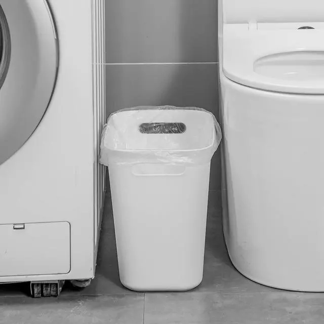 Alt view image 3 of 6 - UUJOLY Plastic Small Trash Can Wastebasket, Garbage Container Basket for Bathrooms, Laundry Room, Kitchens, Offices, Kids Rooms, Dorms, 3.5 Gallon, White