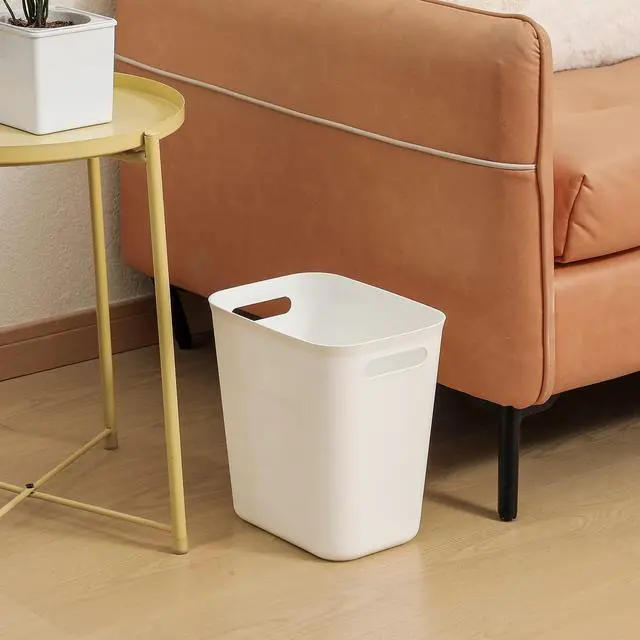 Alt view image 4 of 6 - UUJOLY Plastic Small Trash Can Wastebasket, Garbage Container Basket for Bathrooms, Laundry Room, Kitchens, Offices, Kids Rooms, Dorms, 3.5 Gallon, White
