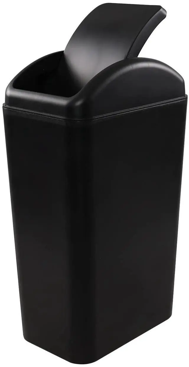Main image of Plastic Small Trash Can 14 L/ 3.5 Gallon, Black Lid Garbage Bin, Ideal for Condos, Hotels or Dorm Rooms