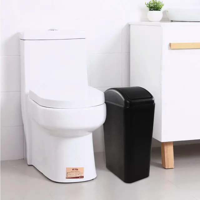 Alt view image 4 of 7 - Plastic Small Trash Can 14 L/ 3.5 Gallon, Black Lid Garbage Bin, Ideal for Condos, Hotels or Dorm Rooms