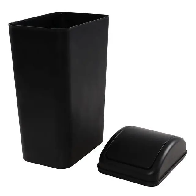Alt view image 7 of 7 - Plastic Small Trash Can 14 L/ 3.5 Gallon, Black Lid Garbage Bin, Ideal for Condos, Hotels or Dorm Rooms