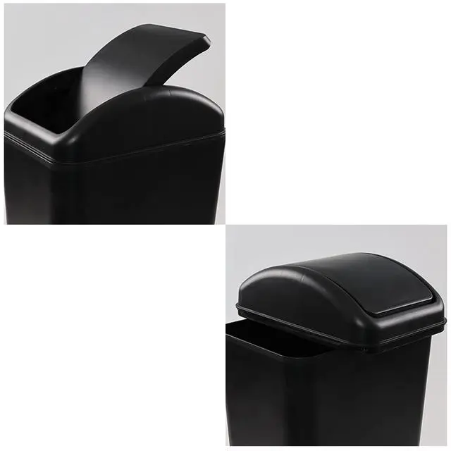 Alt view image 6 of 7 - Plastic Small Trash Can 14 L/ 3.5 Gallon, Black Lid Garbage Bin, Ideal for Condos, Hotels or Dorm Rooms