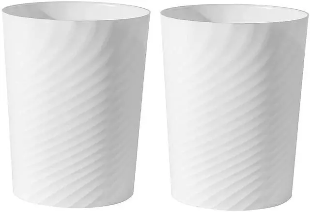 Main image of Plastic Small Trash Can Wastebasket, Garbage Container Basket for Bathrooms, Laundry Room, Kitchens, Offices, Kids Rooms, Dorms, (White, 1.8 Gallon/2 Pack)