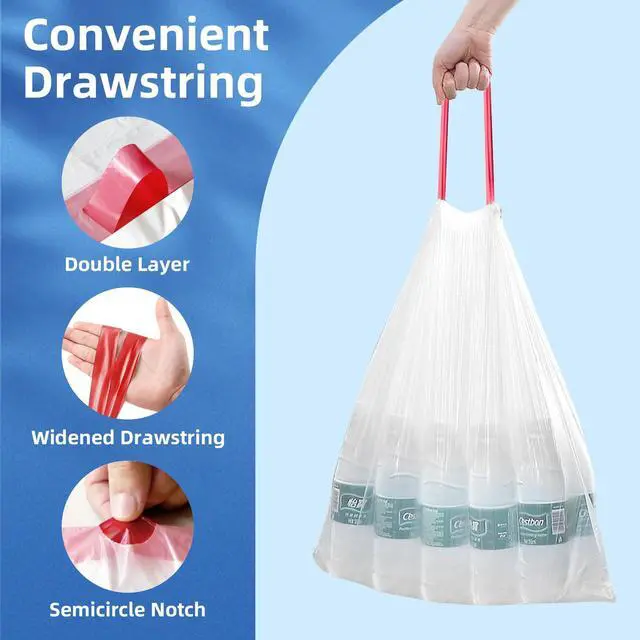 Alt view image 5 of 7 - 13.2 Gallon Tall Kitchen Drawstring Trash Bags, 120 Count Pre-separated Garbage Bags, Unscented, Leak Proof, Waste Bag for Kitchen, Office, Home