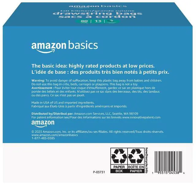 Alt view image 2 of 6 - Ultra-Force Tall Kitchen Drawstring Trash Bags, Classic Clean Scented, 13 Gallon, 80 Count with Odor Control