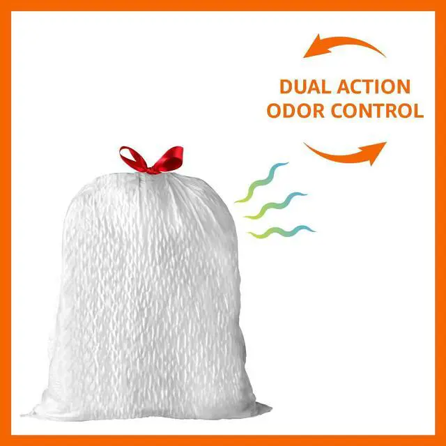 Alt view image 5 of 6 - Ultra-Force Tall Kitchen Drawstring Trash Bags, Classic Clean Scented, 13 Gallon, 80 Count with Odor Control