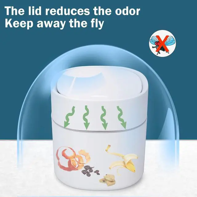 Alt view image 4 of 7 - Mini Desk Trash Can with Lid with Trash Bags 180 pcs Press-Top 0.5 Gallon Tiny Countertop Waste Basket Small Table Top Plastic Covered Garbage Bin for Desk Top