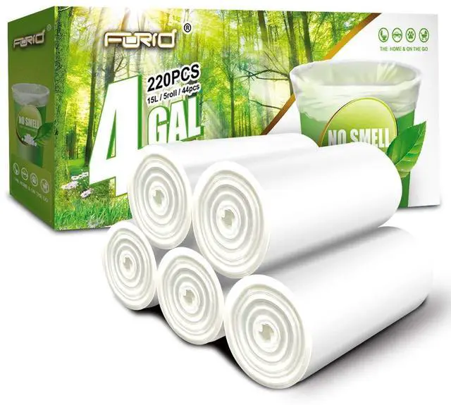 Main image of Clear Small Trash Bags - 4 Gallon Garbage Bags Wastebasket Bin Liners 220 Count Plastic Trash Bags for Bathroom Bedroom Office Trash Can