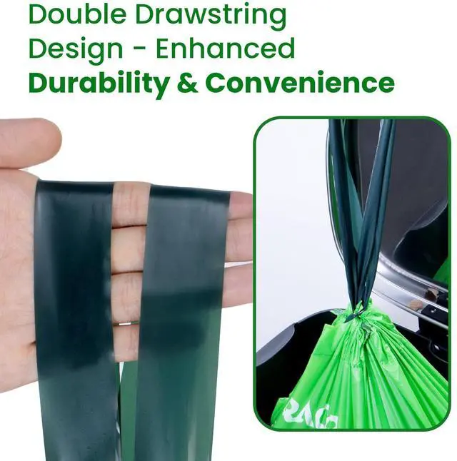 Alt view image 6 of 7 - 6 Gallon Compostable Trash Bags Drawstring, Heavy Duty Extra Thick 1 Mil, 35 Bags, Tall Kitchen Food Scrap Waste Bag, ASTM D6400