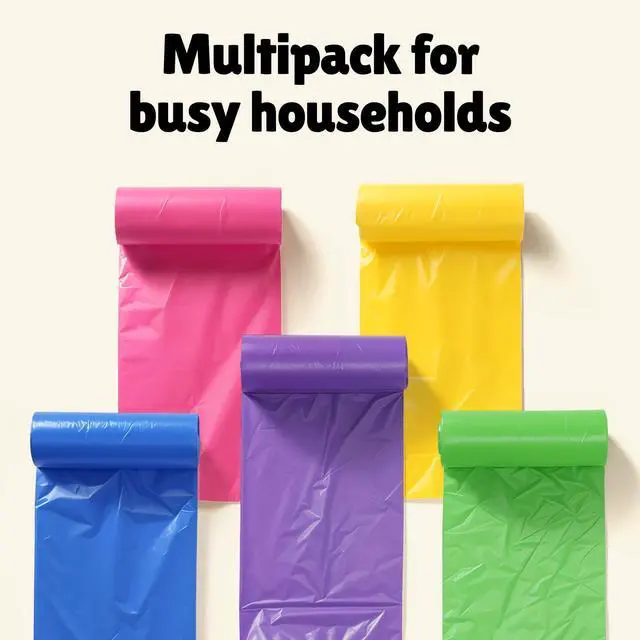 Alt view image 6 of 7 - Small Trash Bags 1.2 Gallon Colored - Extra Thick Mini Garbage Bags Unscented,Strong Plastic Wastebasket Liners for Bathroom Bedroom Office and Car,150 Bags Multi Colored