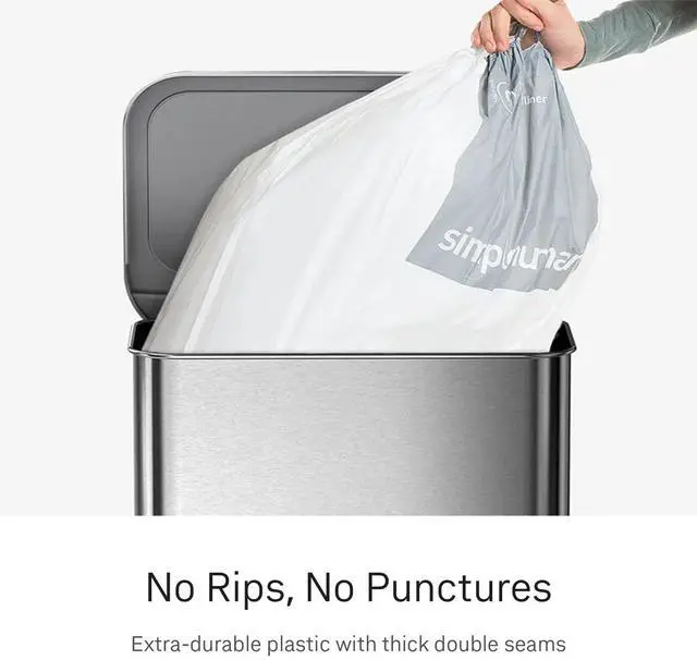 Alt view image 3 of 6 - Code M 60 Count Custom Fit Liners, Drawstring Kitchen Trash Bags, One-by-One Mess-Free Dispense, Extra Thick & Double Seamed, 50% PCR Plastic, 40-45 Liter / 11-12 Gallon, White