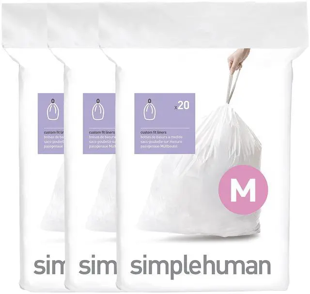 Main image of Code M 60 Count Custom Fit Liners, Drawstring Kitchen Trash Bags, One-by-One Mess-Free Dispense, Extra Thick & Double Seamed, 50% PCR Plastic, 40-45 Liter / 11-12 Gallon, White