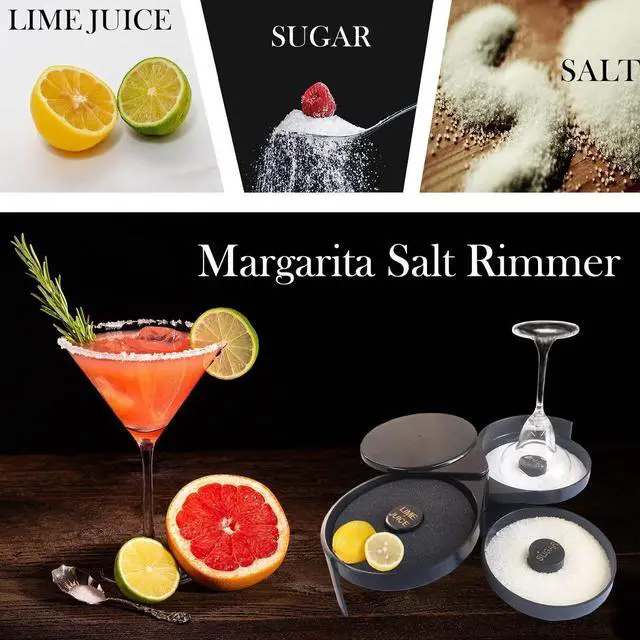 Alt view image 6 of 6 - 3 Tier Bar Glass Rimmer with Sponge for Cocktails and Margarita Mixing,Salt and Sugar Container,Seasoning Box,Bartender Tool for Bar,Pub Party and Reception,Black