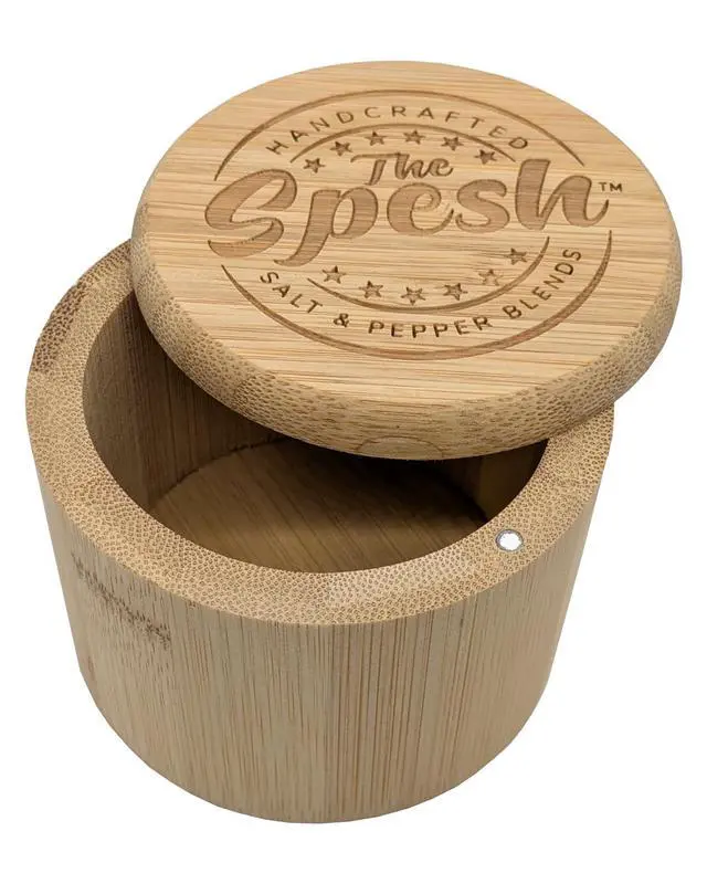 Alt view image 2 of 5 - Bamboo Seasoning Box with Magnetic Swivel Lid