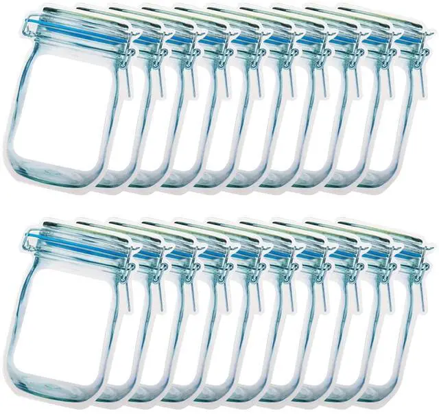 Main image of 20 Pack Mason Jar Zipper Bags, Reusable Snack Food Storage Bags for Kitchen Sandwich Picnic Organizer