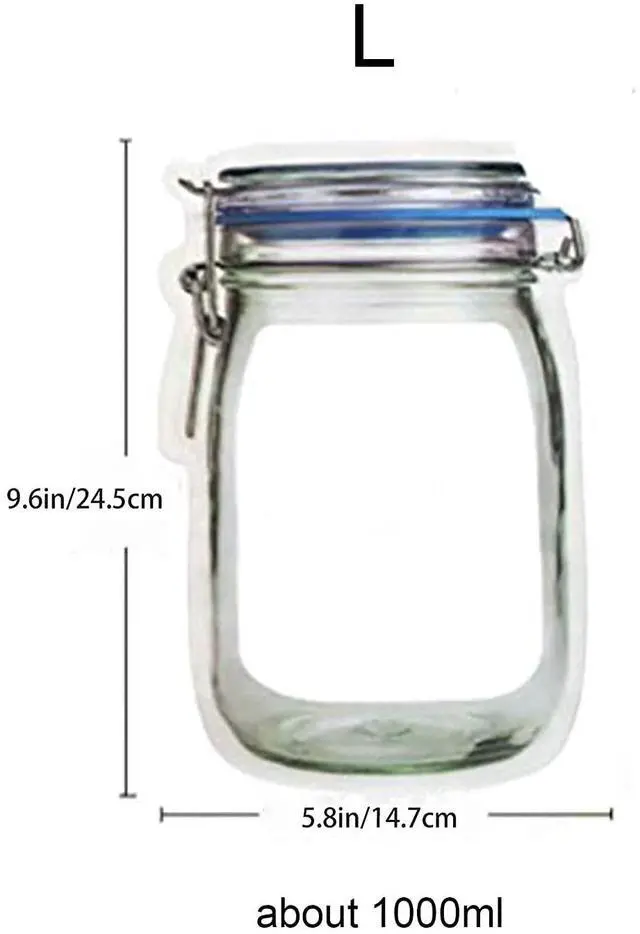 Alt view image 3 of 6 - 20 Pack Mason Jar Zipper Bags, Reusable Snack Food Storage Bags for Kitchen Sandwich Picnic Organizer