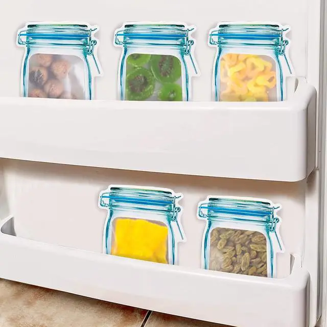 Alt view image 6 of 6 - 20 Pack Mason Jar Zipper Bags, Reusable Snack Food Storage Bags for Kitchen Sandwich Picnic Organizer