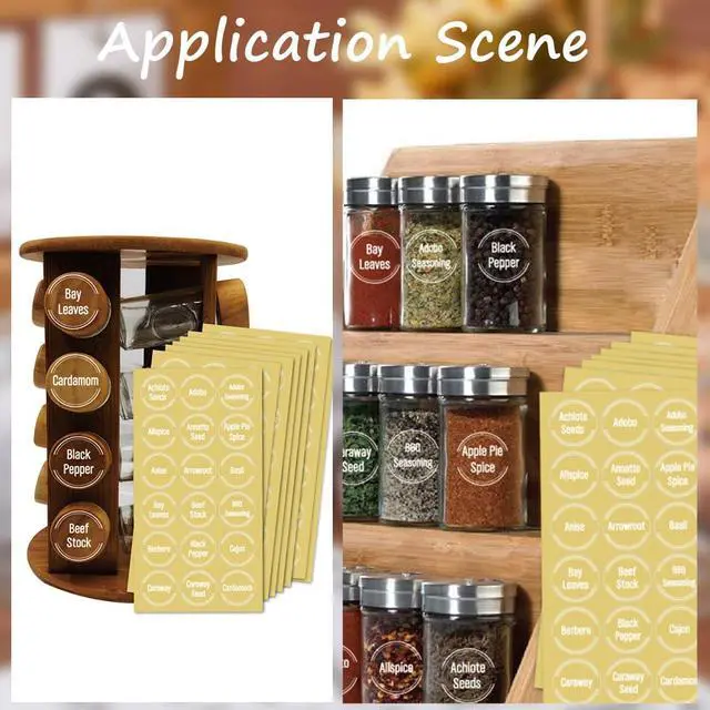 Alt view image 5 of 6 - 288Pcs Seasoning Jar Stickers Spice Bottle Labels PVC Self Adhesive Preprinted Clear Font Words Waterproof Pantry Name Decals Tags for Kitchen Food Box Bottles Seasoning Containers