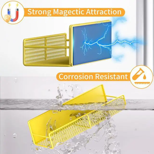Alt view image 4 of 6 - Magnetic Spice Rack for Refrigerator, 4 Pack 100% Metal Strong Magnet Fridge Shelves, Space Saving Spice Organizer, No Drilling Moveable Home Kitchen Laundry Room Storage Organization, Yellow