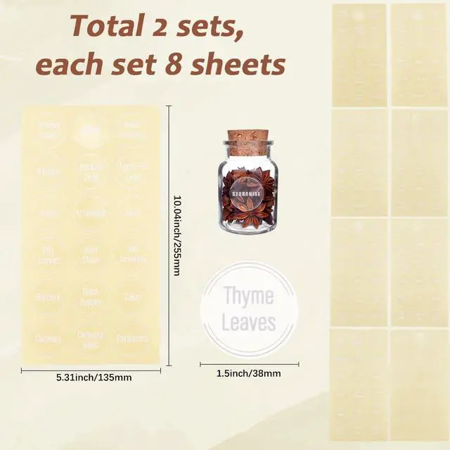 Alt view image 2 of 6 - 288Pcs Seasoning Jar Stickers Spice Bottle Labels PVC Self Adhesive Preprinted Clear Font Words Waterproof Pantry Name Decals Tags for Kitchen Food Box Bottles Seasoning Containers