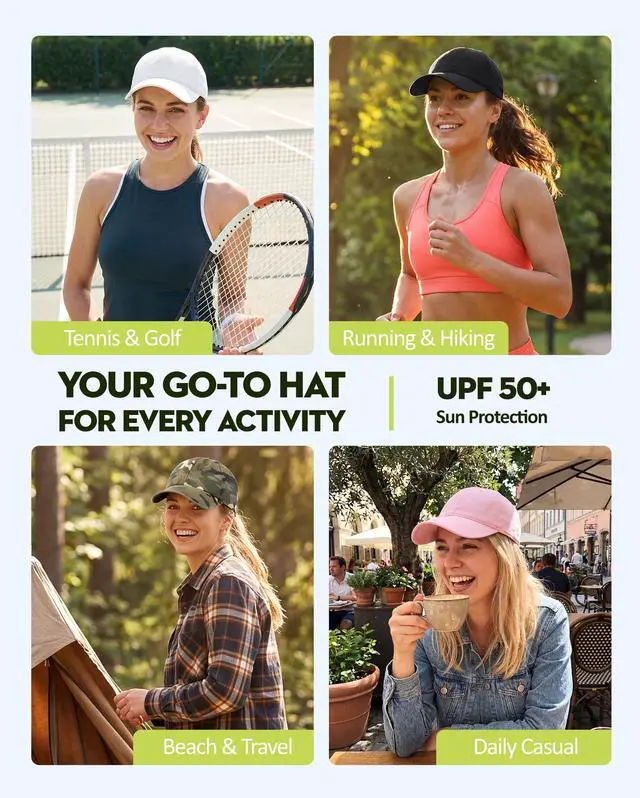 Alt view image 5 of 6 - Black Baseball Caps for Women Men, Adjustable Cotton Dad Hat, Lightweight Everyday Cap for Travel, Casual Wear, Outdoor Activities and Bad Hair Days