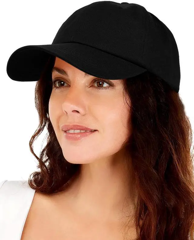 Main image of Womens Satin Lined Unstructured Baseball Cap Unisex Silk Lining Washed Cotton Adjustable Vintage Dad Hat Black