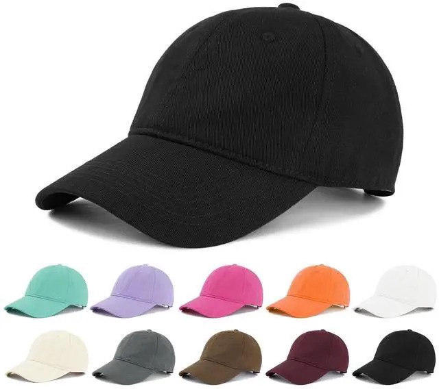 Main image of Black Baseball Caps for Women Men, Adjustable Cotton Dad Hat, Lightweight Everyday Cap for Travel, Casual Wear, Outdoor Activities and Bad Hair Days