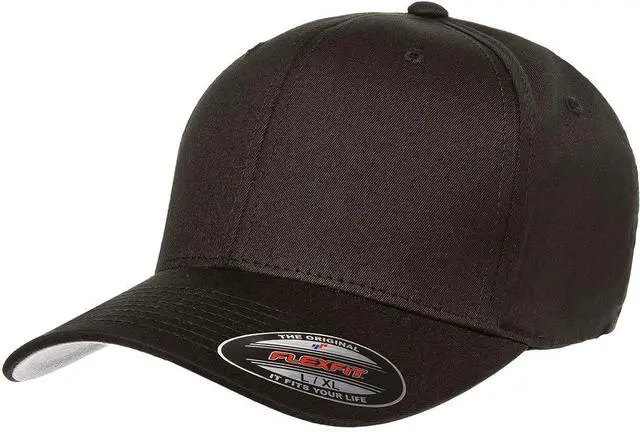 Main image of Unisex Cotton Twill Fitted Baseball Cap, Black, Large-X-Large