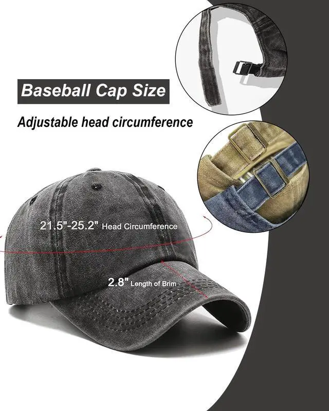 Alt view image 2 of 7 - 4 Pack Retro Vintage Baseball Washed Plain Cap Cotton Adjustable Twill Bulk Low Profile Classic Dad Hat for Men Women Outdoor Sports (Black Khaki Dark Khaki Yellow)