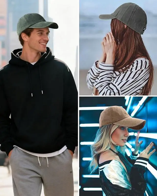 Alt view image 6 of 7 - 4 Pack Retro Vintage Baseball Washed Plain Cap Cotton Adjustable Twill Bulk Low Profile Classic Dad Hat for Men Women Outdoor Sports (Black Khaki Dark Khaki Yellow)
