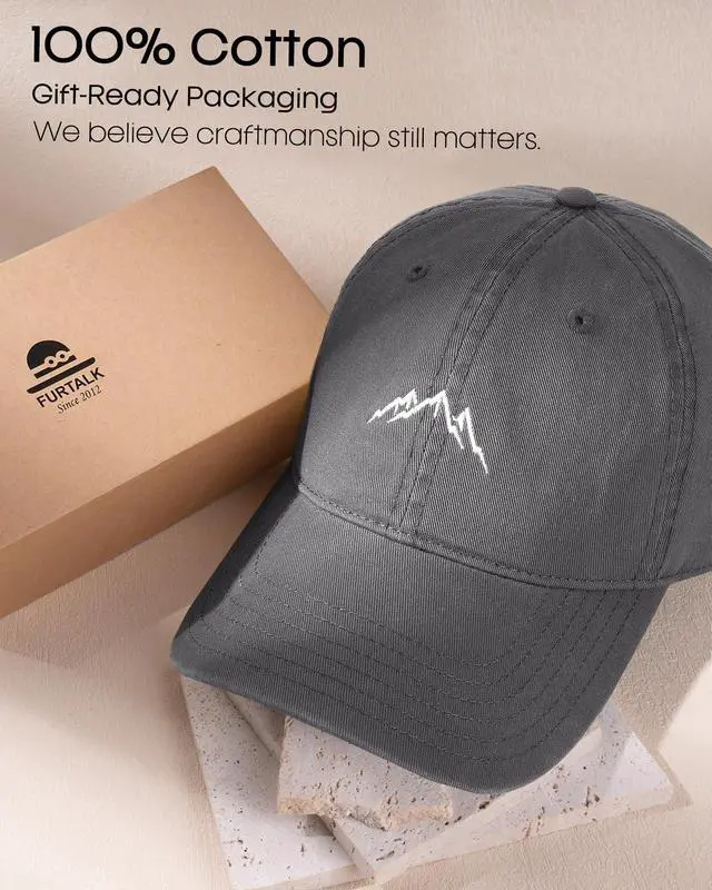 Alt view image 6 of 6 - Baseball Cap Men Mountain Embroidery Dad Hat Unstructured Soft Vintage Washed Cotton Outdoor Hats for Men, Grey, L-XL