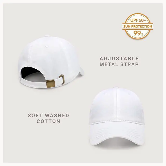 Alt view image 2 of 6 - Everyday Premium Dad Hat Unisex Cotton Baseball Cap for Men and Women Adjustable Lightweight Polo Style Curved Brim (White.)