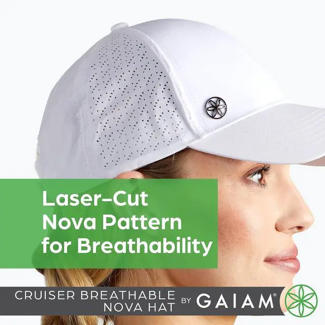 Alt view image 3 of 6 - White Baseball Cap for Women - Cruiser Breathable Nova Design, Lightweight Cute Women's Ball Cap, Easily Adjustable Trendy White Women's Hat for Summer & Beach